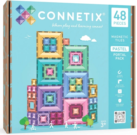 Connetix Pastel Portal Pack – set creativ de construcție magnetică, 48 piese