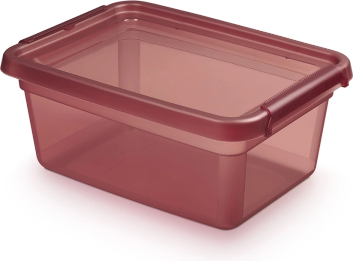 BASESTORE cutie de depozitare din plastic cu capac și cleme 12,5 l Rhubarb