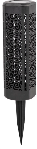 Lampă solară de grădină cu țăruș, 1 LED, neagră, diametru 6 cm, înălțime 31 cm