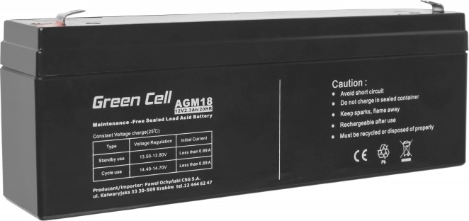 Baterie AGM fără întreținere 12 V 2,3 Ah GREENCELL