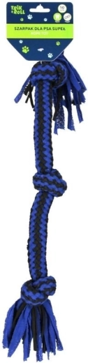 Jucărie pentru tras cu noduri, albastră – frânghie din bumbac pentru câine 50 cm
