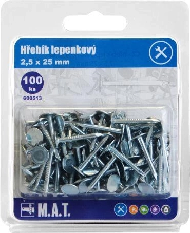 Cuie pentru carton, zincate 25 × 2,5 mm (100 buc.)