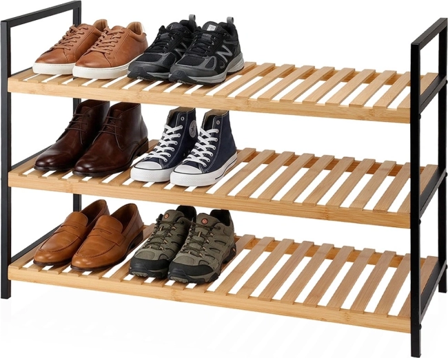 Storage Solutions suport de pantofi din bambus cu 3 polițe 70 × 30 × 48 cm - 1 bucată