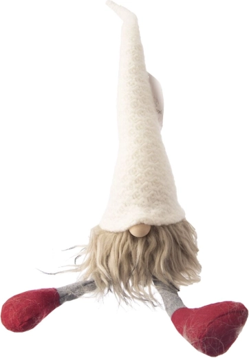 Spiriduș de Crăciun din pluș alb/roșu 42 cm