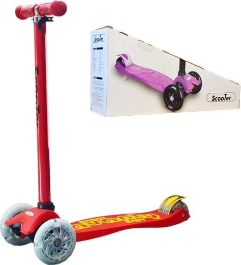 Trotinetă trike pentru copii cu roți luminoase – roșie