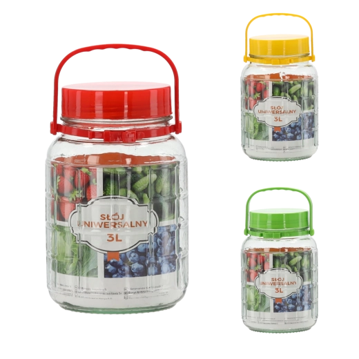 Recipient din sticlă de 3 l cu capac din plastic