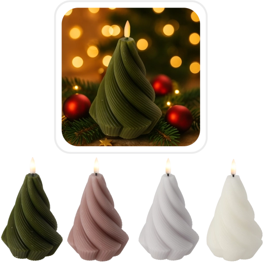 Lumânare LED din ceară, răsucită Twisted 9 × 12,5 cm cu temporizator