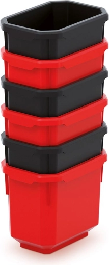 Set 6 cutii din plastic pentru unelte TITAN BOX 110 × 75 × 263 mm – negru/roșu