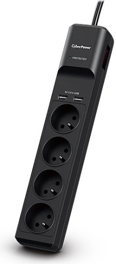 Protecție la supratensiune CyberPower 4x FR cu 2x USB, 1,8 m
