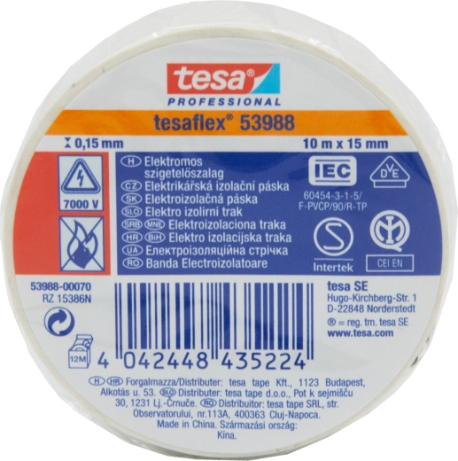 Bandă electroizolantă TESA 15 × 10 m albă