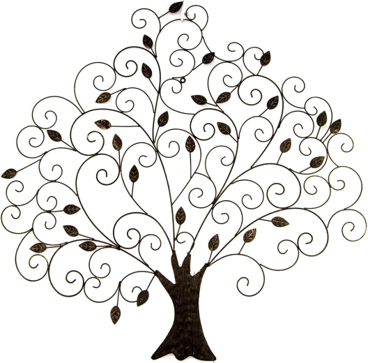 Decorațiune metalică de perete copac, gri, 82 × 82 cm
