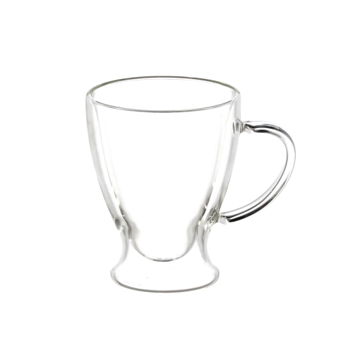 Set de 2 pahare pentru latte cu perete dublu și toartă, 300 ml