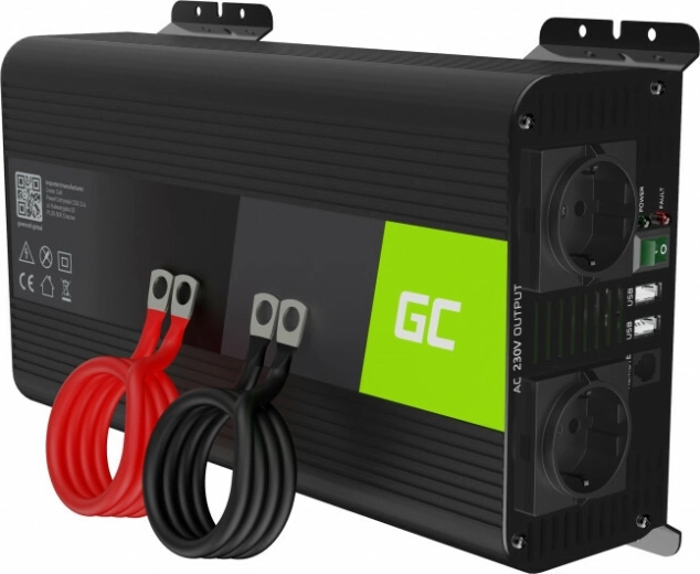 Green Cell invertor tensiune 12 V la 230 V, undă sinusoidală pură 1000 W / 2000 W cu USB