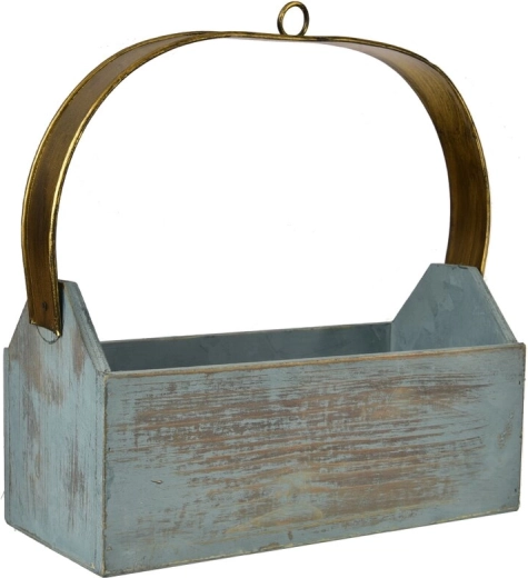 Lădiță metalică de depozitare maro-albastră, mică