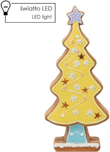 Figurină de Crăciun brăduț din turtă dulce cu iluminare LED galbenă 53,6 cm