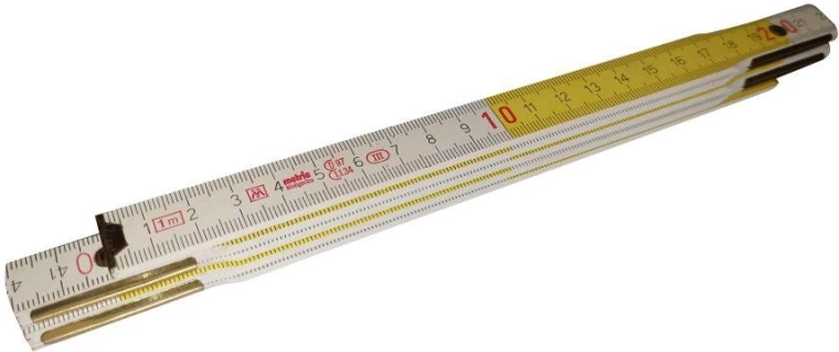 Metru pliabil din lemn 1 m, alb/galben