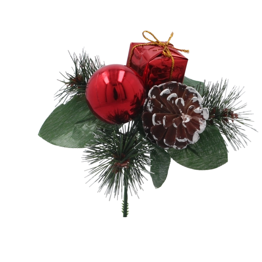 Ramură decorativă roșie de Crăciun 18 cm