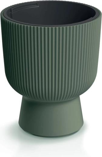 Ghiveci striat cu inserție 29,8 cm – verde închis