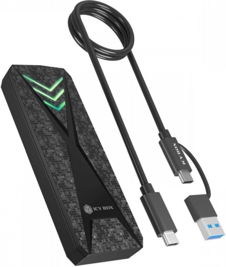 Carcasă externă pentru SSD NVMe M.2 cu USB‑C și iluminare RGB