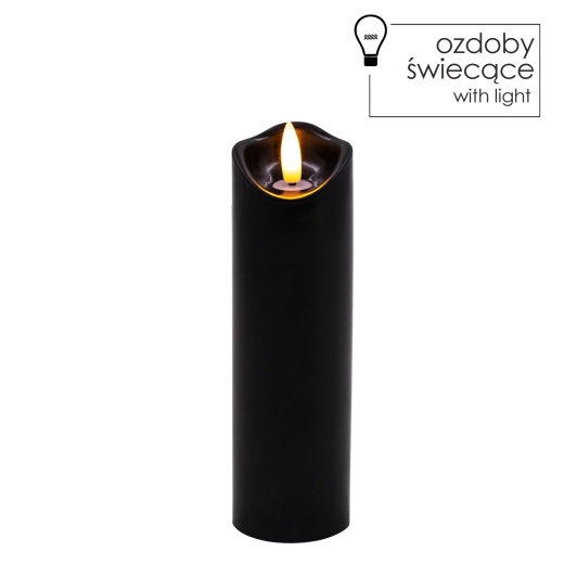 Lumânare LED neagră cu flacără pâlpâitoare 5 × 17,5 cm