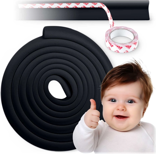 Bandă de protecție din spumă pentru muchii RICOKIDS, neagră, 6 m