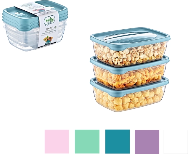 Set de 3 cutii dreptunghiulare Trend Box 0,3 l