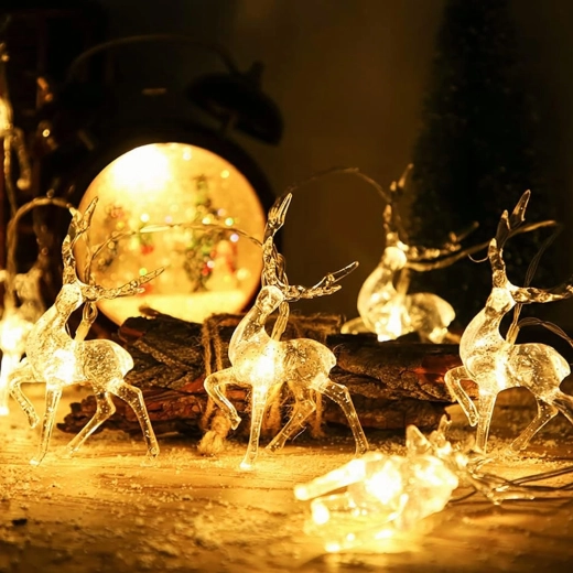 Ghirlandă luminoasă LED de Crăciun cu reni, 1,5 m, 10 lumini