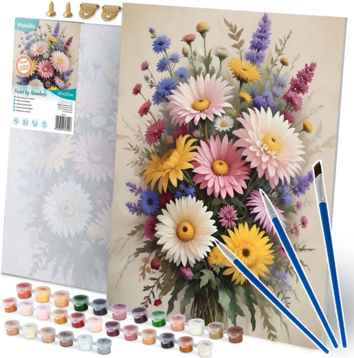 Pictură după numere 40 × 50 cm Massido – flori pe pânză