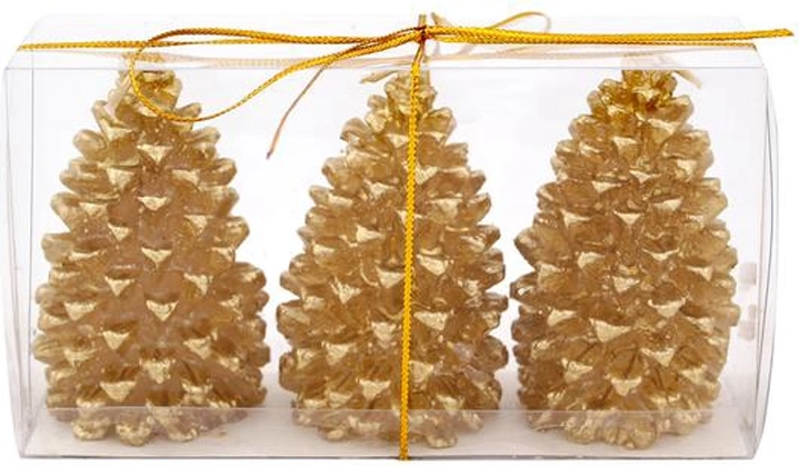 Lumânări de Crăciun conuri PROVENCE aurii, set 3 buc