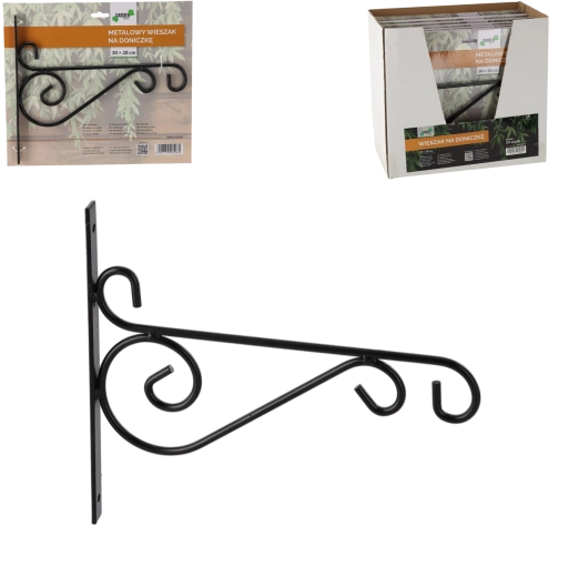 Suport metalic de perete pentru ghiveci cu motiv bufniță 30 × 28 cm, negru