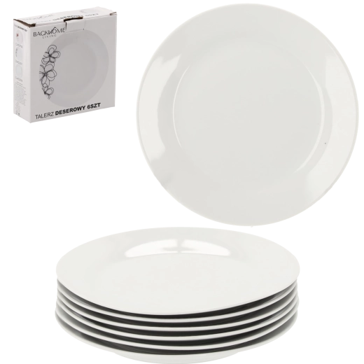 Set de farfurii de desert albe din sticlă securizată 19 cm (6 buc)