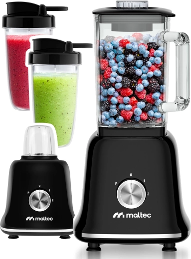Blender de masă MalTec 1800 W cu vas din sticlă și accesorii