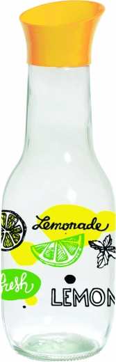 Carafă din sticlă Toro cu capac, motiv lămâie, 1 l
