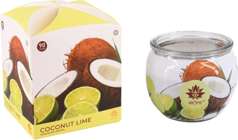 Lumânare parfumată din sticlă cocos și lime 90 g