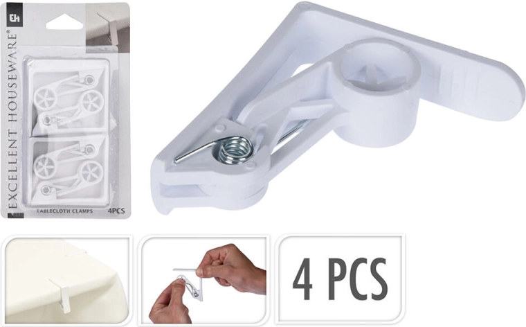 Cleme pentru față de masă din plastic 62 × 62 mm, 4 buc