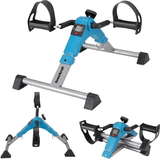 Pedalier de reabilitare pliabil 2în1 cu ecran LCD, albastru