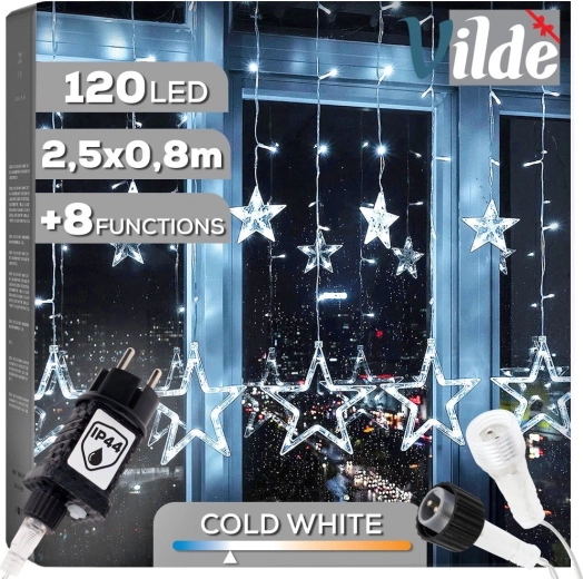 Ghirlandă luminoasă suspendată cu steluțe 120 LED, 2,5 m, alb rece