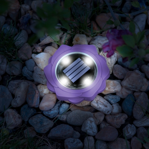 Lampă de grădină LED solară violetă cu țăruș