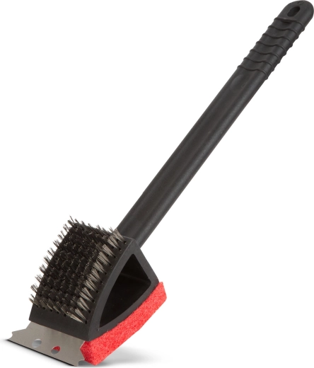 Perie și burete pentru curățarea grătarului cu mâner din plastic