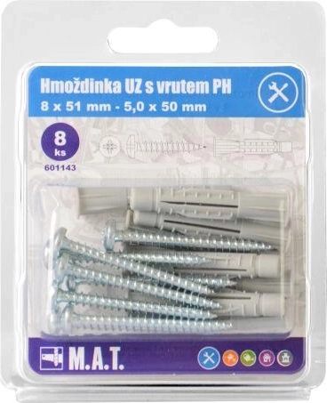 Diblă nodulantă cu flanșă 8 mm cu șurub PH, zincat, set 8 buc