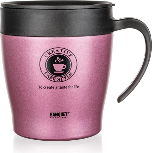 Cană termică roz Tazza 330 ml din oțel inoxidabil