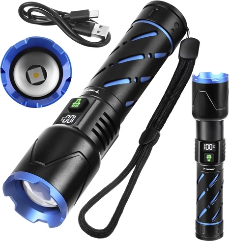 Lanternă tactică LED 800 lm TRIZAND cu acumulator 5000 mAh, USB‑C și zoom