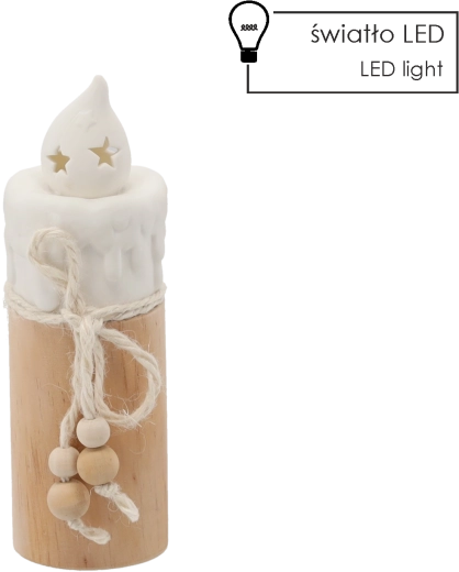 Lumânare ceramică de Crăciun cu LED, 7 × 7 × 19 cm