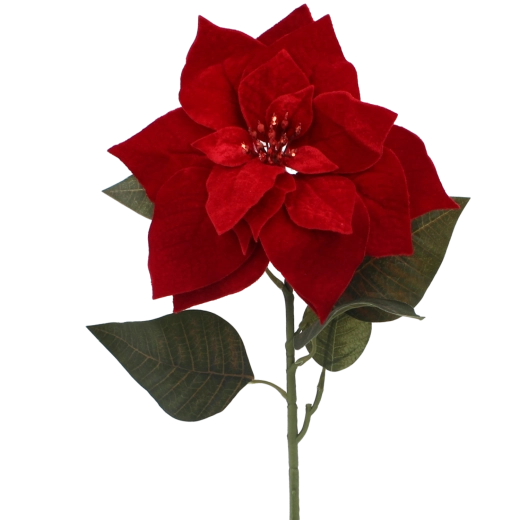 Crenguță decorativă artificială steaua Crăciunului (poinsettia) roșie 80 cm - 1 bucată