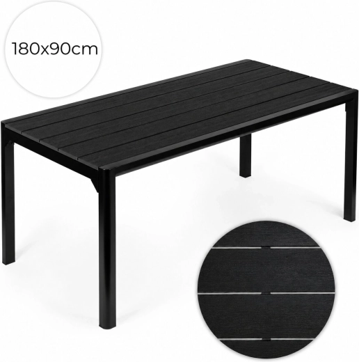 Masă de grădină pentru 6–8 persoane 180 × 90 cm neagră MultiGarden