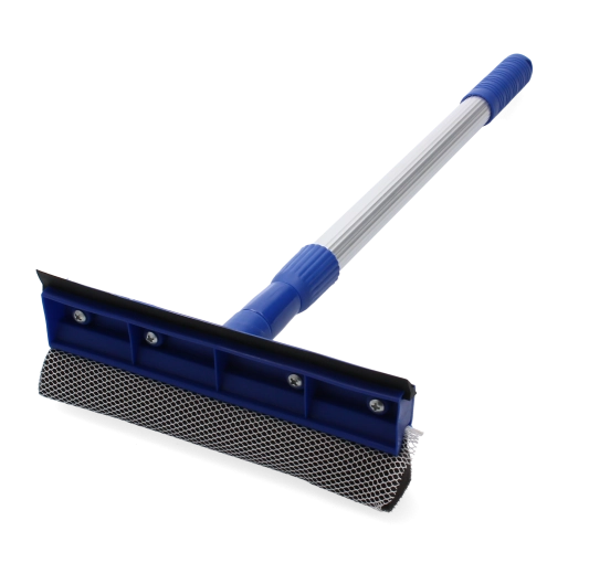 Spălător telescopic pentru geamuri cu racletă și burete, 46–70 cm
