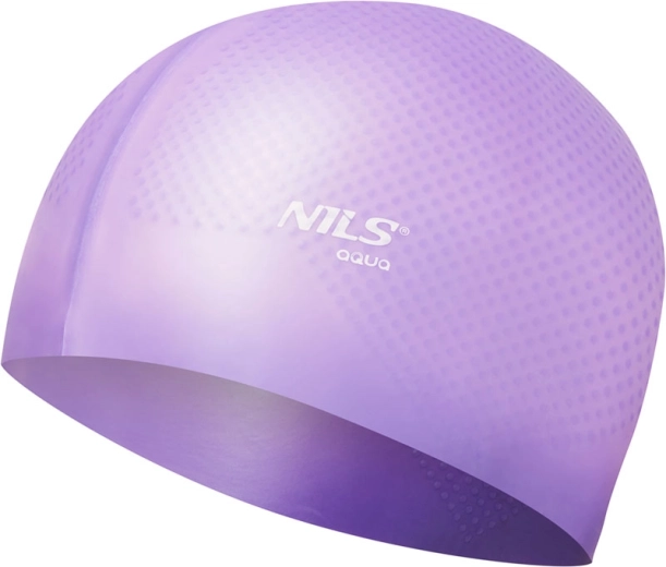 Căciulă de înot din silicon NILS Aqua NQC Dots mov