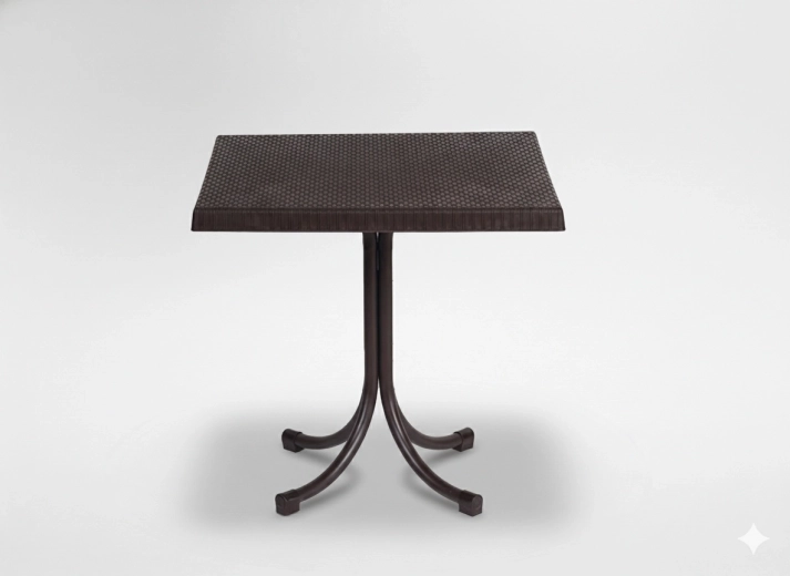 Masă de grădină din ratan pe un singur picior 80 × 80 × 73 cm, maro