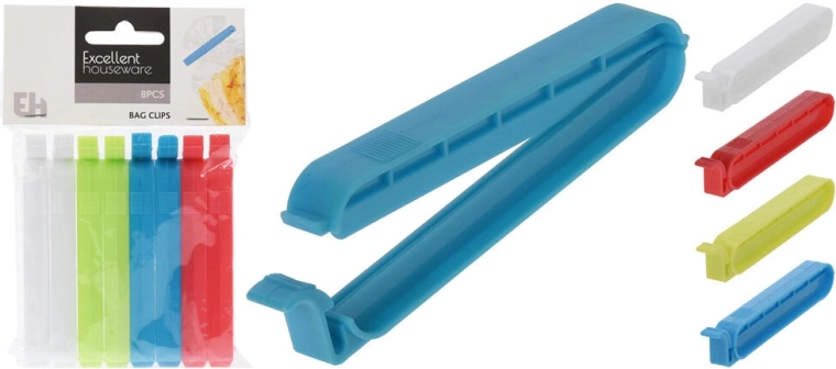 Clemă pentru pungi 10 cm, mix de culori, 8 buc