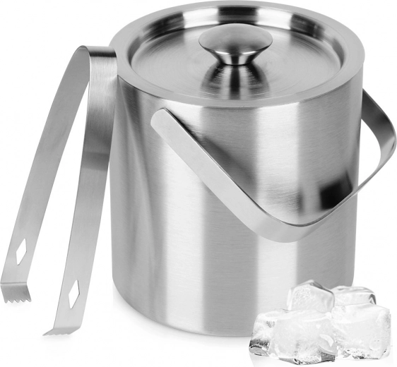 Găleată termică din inox pentru gheață, cu clește și capac, 1,3 l Vilde